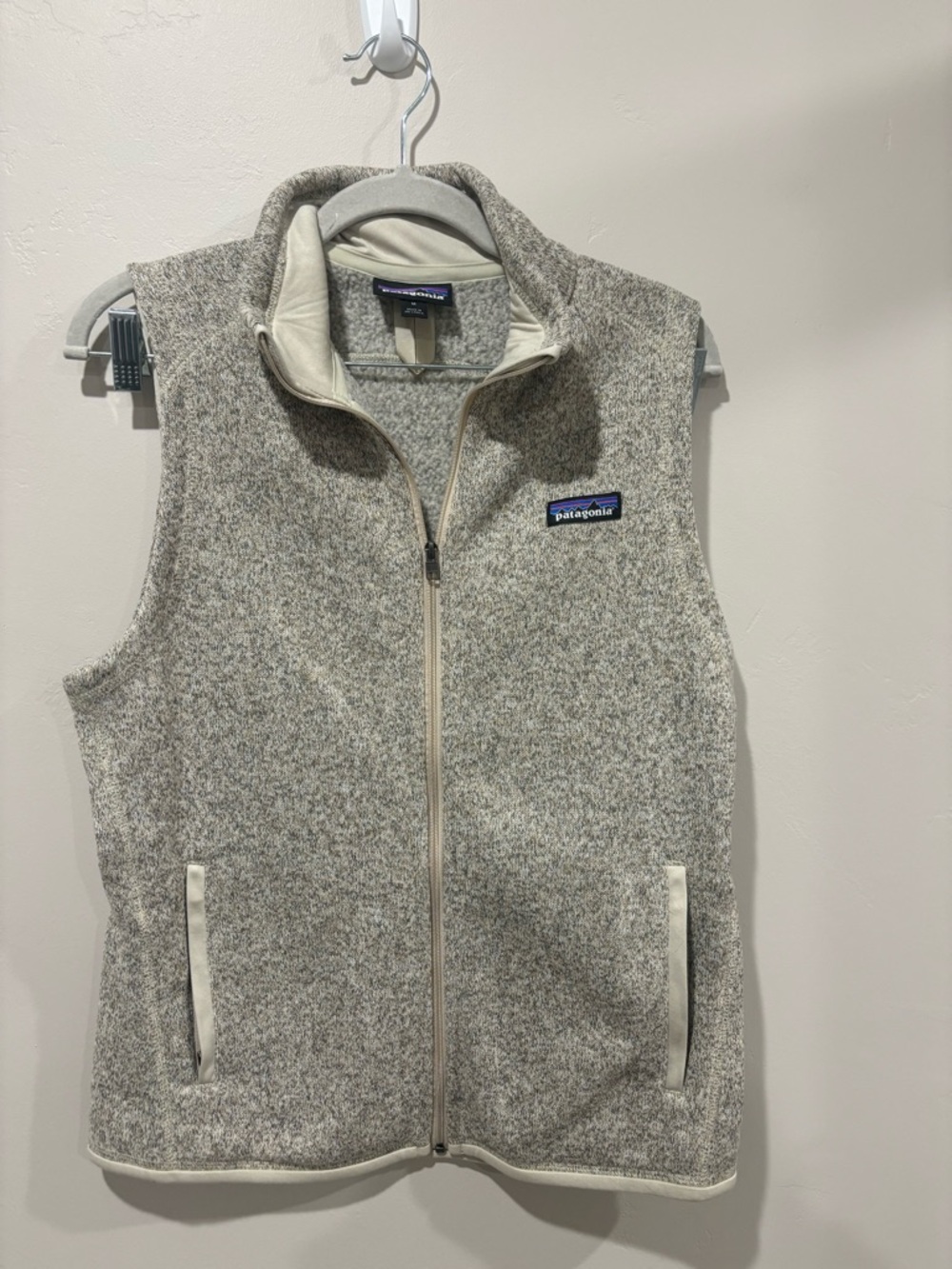 Patagonia Heathered Cream Full-Zip Fleece Jacket